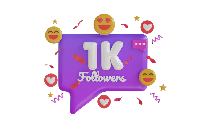 1k Follower  3D Icon