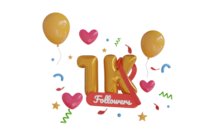 1K Follower  3D Icon