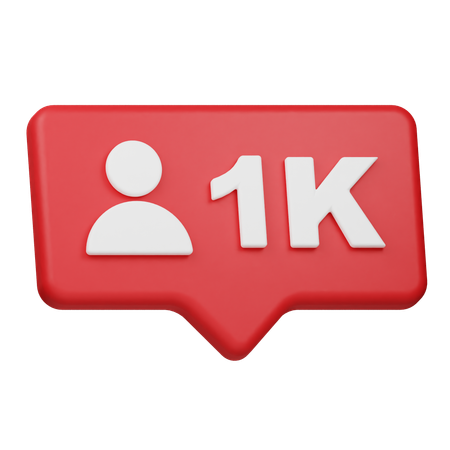 1K Followers Notification  3D Icon