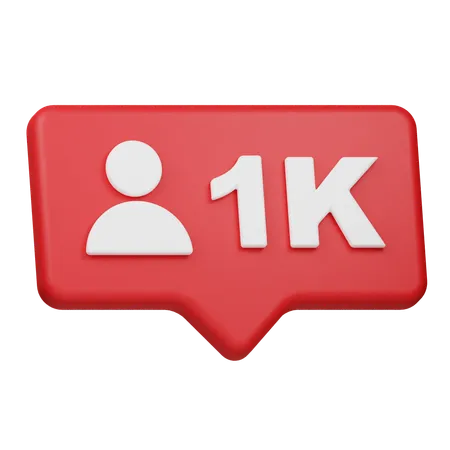 1K Followers Notification  3D Icon