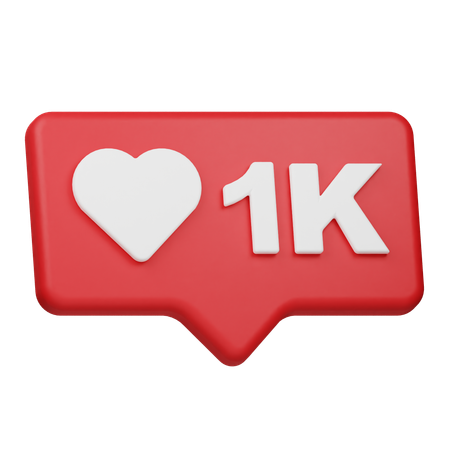 1K Likes Notification  3D Icon