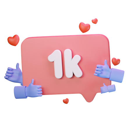 1K Love Like Followers  3D Icon