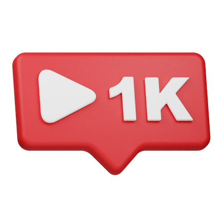 1k 플레이 알림  3D Icon