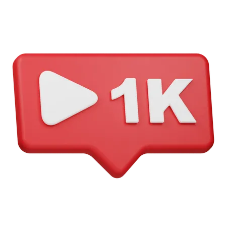 1k 플레이 알림  3D Icon