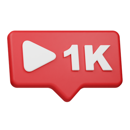 Notificação de 1k reproduções  3D Icon