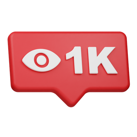 1K Views Notification  3D Icon