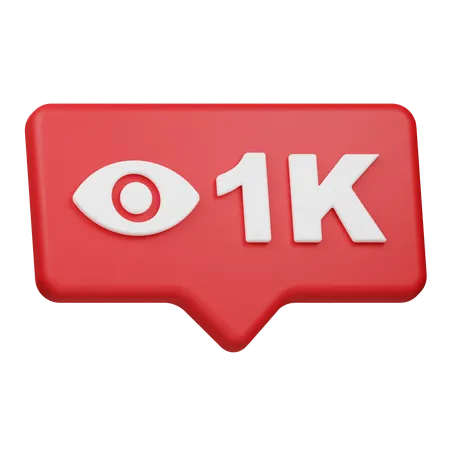 1K Views Notification  3D Icon