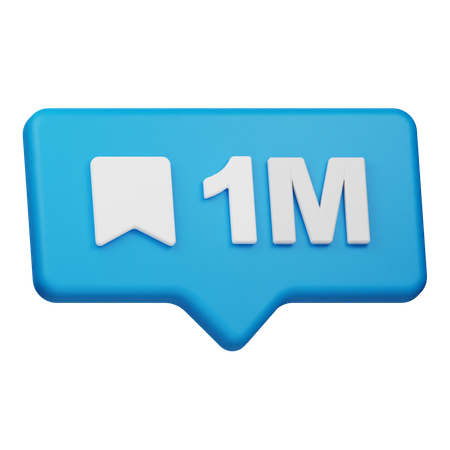 1M Bookmark Notification  3D Icon