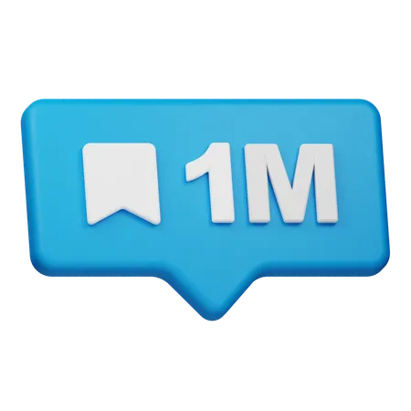 1M Bookmark Notification  3D Icon