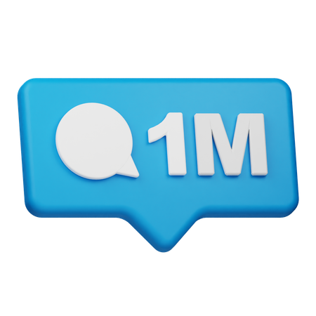 1M Comment Notification  3D Icon