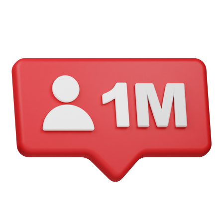 1M Followers Notification  3D Icon