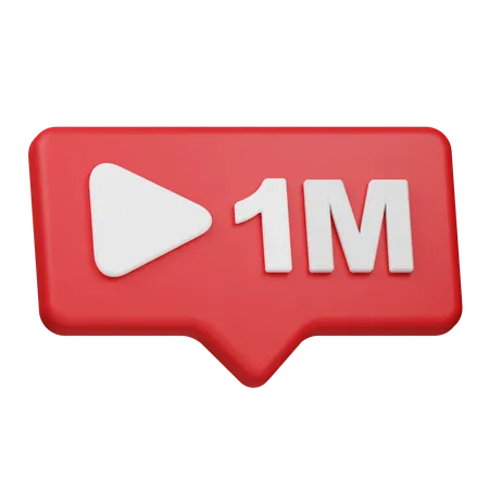 1M Plays Notification  3D Icon