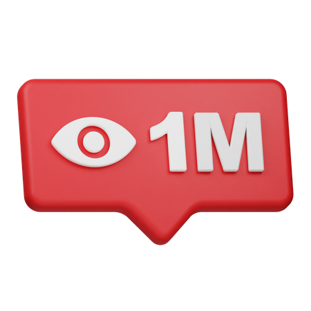 1M Views Notification  3D Icon