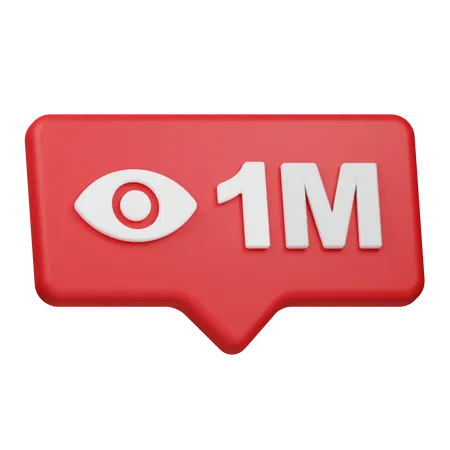 1M Views Notification  3D Icon