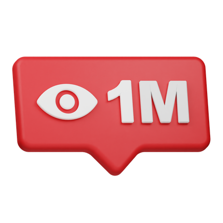 Notification de 1 million de vues  3D Icon