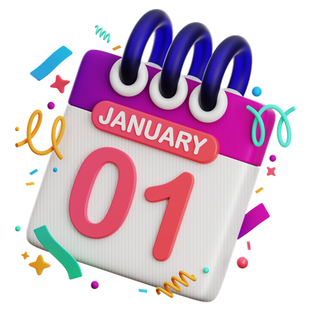 1st January 3D Icon
