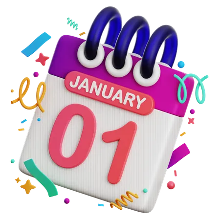 1st January 3D Icon