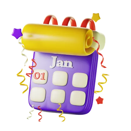 3 D January First 3 D New Year Icon 3D Icon