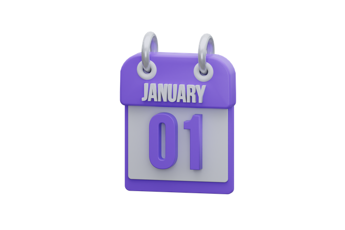 1st January  3D Icon