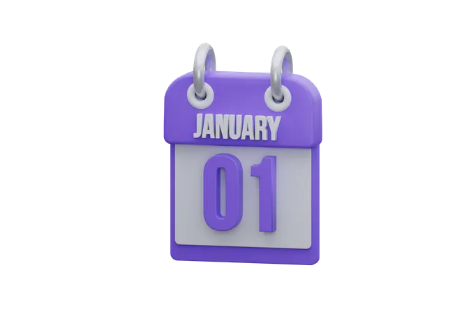 1st January  3D Icon