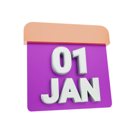 1st January  3D Icon