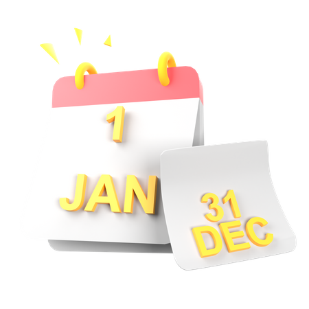 1st January  3D Icon