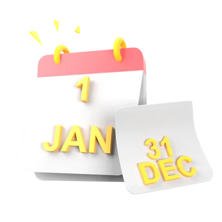 1st January  3D Icon