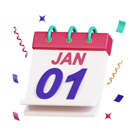 1st January  3D Icon