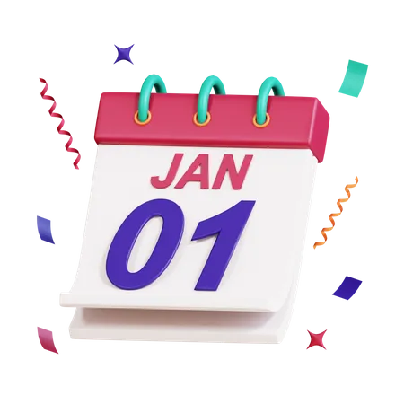 1st January  3D Icon