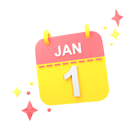 1st January  3D Icon