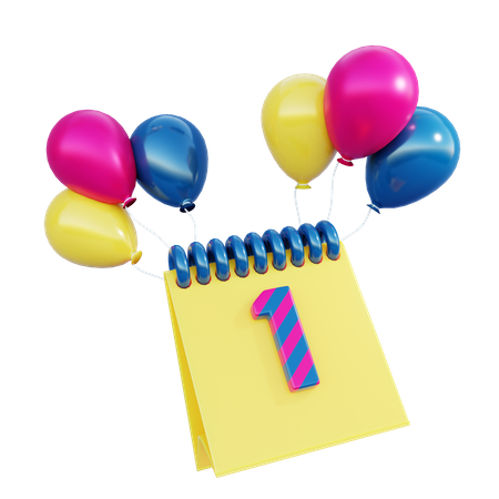 1st January  3D Icon