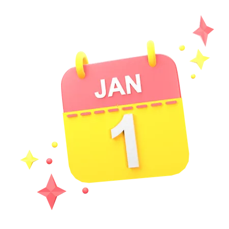 1st January  3D Icon