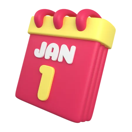 1st January Calendar  3D Illustration