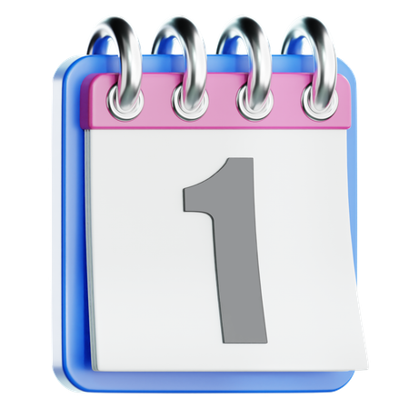 1st january in calendar  3D Icon