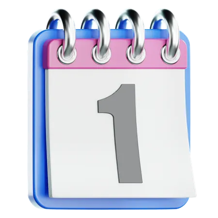 1st january in calendar  3D Icon