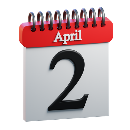 2 April Calendar  3D Icon
