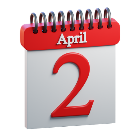 2 April Calendar  3D Icon