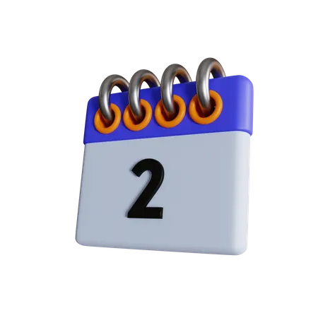 Day 2 Calendar With Day Off And Holiday Options With Normal And Isometric Views 3D Icon