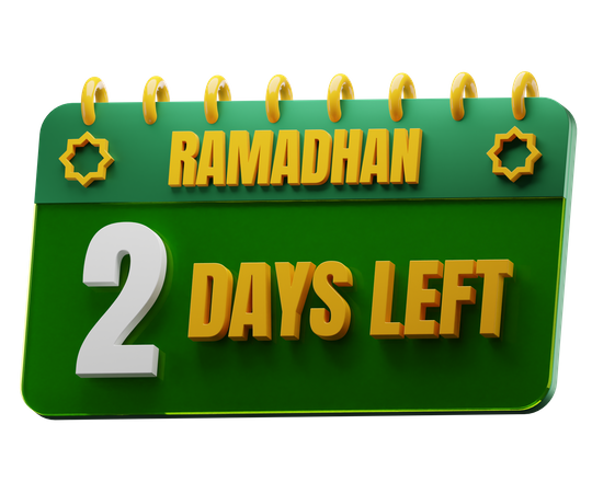 2 Days Left to Ramadan  3D Icon