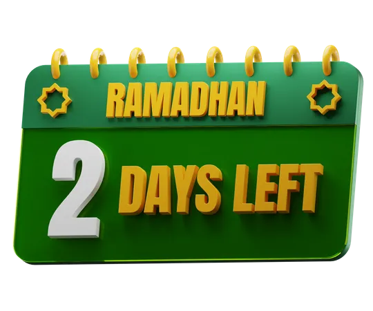 2 Days Left to Ramadan  3D Icon