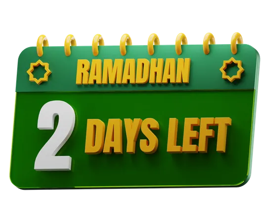 2 Days Left to Ramadan 3D Icon