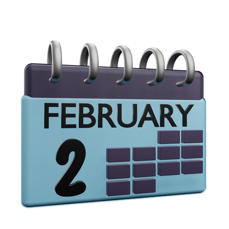 Calendário de 2 de fevereiro  3D Icon