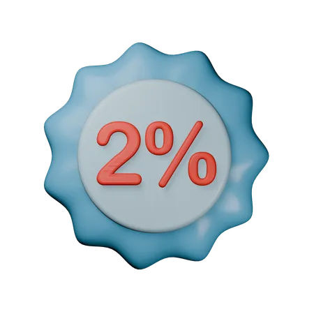 2% Discount Badge  3D Icon