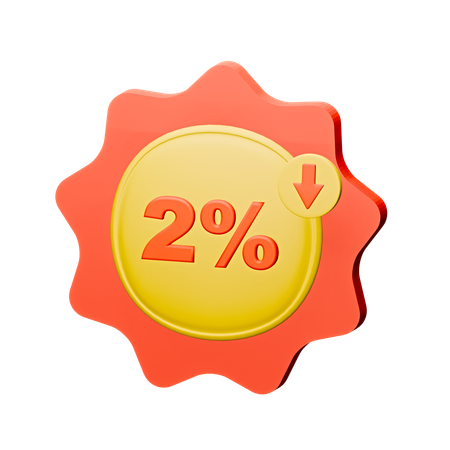 2% Discount Badge  3D Icon