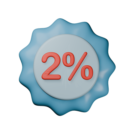 2% Discount Badge  3D Icon