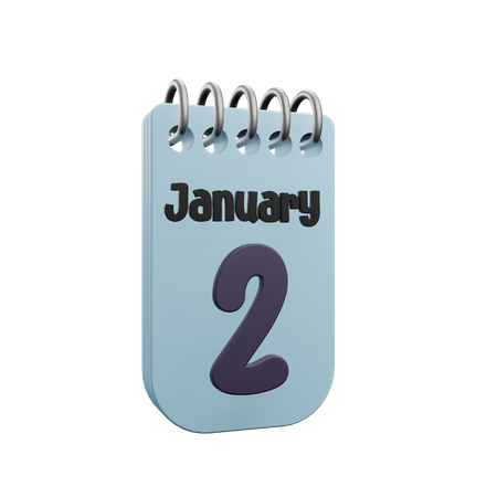 Calendario del 2 de enero  3D Icon