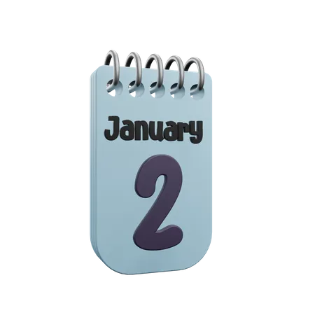 Calendario del 2 de enero  3D Icon