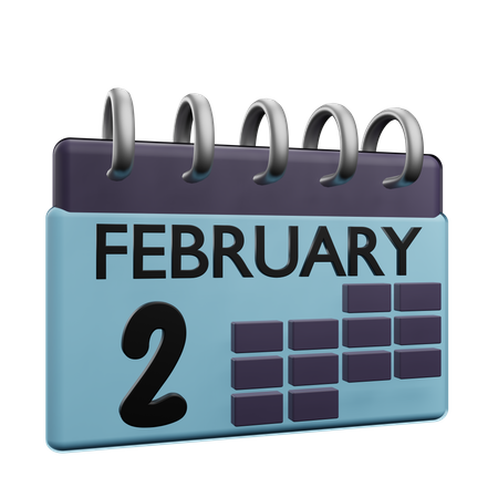 Calendrier du 2 février  3D Icon