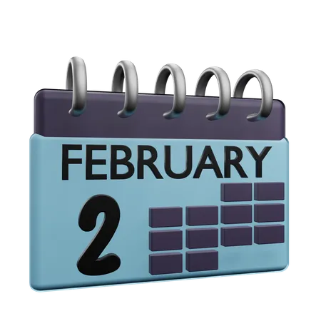 Calendrier du 2 février  3D Icon