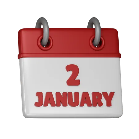 2 January  3D Icon